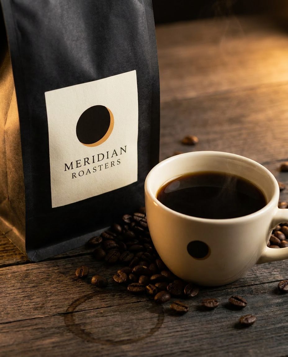 Two Meridian Roasters branded products together